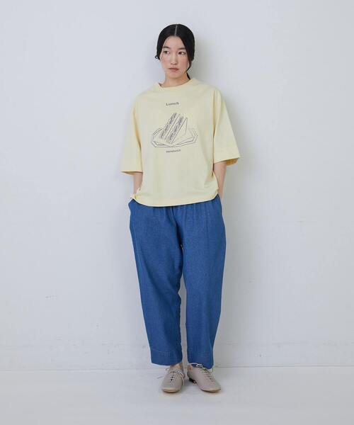 conges payes ADIEU TRISTESSE(コンジェ ペイエ アデュートリステス)の「ミールプリントTシャツ(Tシャツ/カットソー・レディース・グレイッシュベージュ/ブルーグレー/イエロー・FREE)」の16枚目の写真