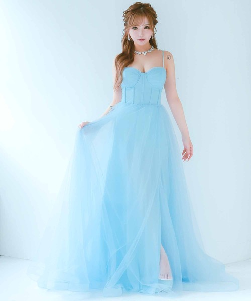 キャバドレス ロング フレア ノースリーブ キャミソールゴージャス