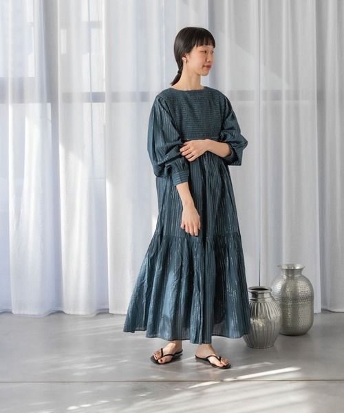 URBAN RESEARCH DOORS(アーバンリサーチドアーズ)の「ラメストライプワンピース(ワンピース・レディース・ネイビー/ナチュラル・MEDIUM)」の7枚目の写真
