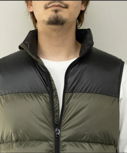 B.I.D.(ビーアイディー)の「《スタンド 切替 ダウンベスト(ダウンベスト・メンズ・タン/ブラック/カーキ・LARGE)」の7枚目の写真