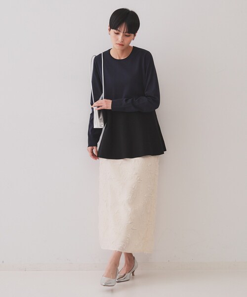 OPAQUE.CLIP（オペークドットクリップ）の「フリンジジャーカードナロースカート【洗える】（スカート・レディース・オフホワイト/ネイビー/ライトグレー・38/40/42）」の22枚目の写真