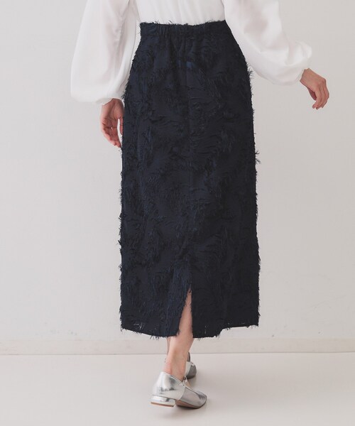 OPAQUE.CLIP（オペークドットクリップ）の「フリンジジャーカードナロースカート【洗える】（スカート・レディース・オフホワイト/ネイビー/ライトグレー・38/40/42）」の11枚目の写真