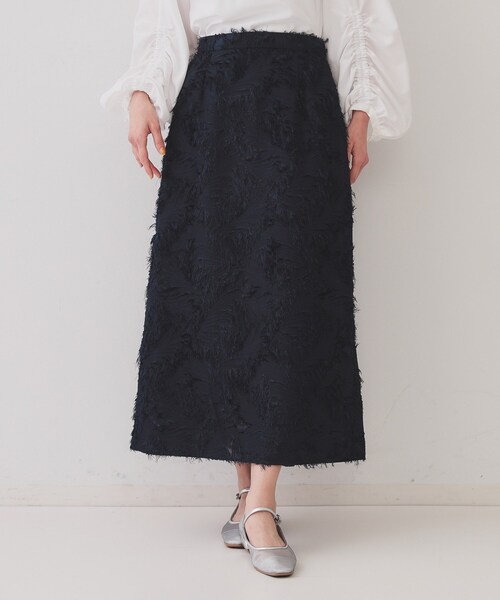 OPAQUE.CLIP（オペークドットクリップ）の「フリンジジャーカードナロースカート【洗える】（スカート・レディース・オフホワイト/ネイビー/ライトグレー・38/40/42）」の9枚目の写真