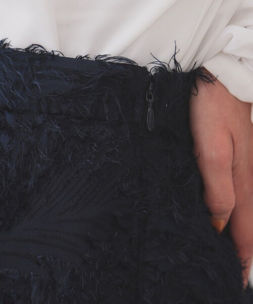 OPAQUE.CLIP（オペークドットクリップ）の「フリンジジャーカードナロースカート【洗える】（スカート・レディース・オフホワイト/ネイビー/ライトグレー・38/40/42）」の6枚目の写真