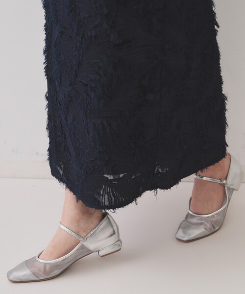 OPAQUE.CLIP（オペークドットクリップ）の「フリンジジャーカードナロースカート【洗える】（スカート・レディース・オフホワイト/ネイビー/ライトグレー・38/40/42）」の5枚目の写真