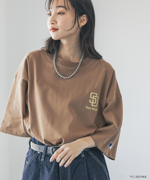 LOWRYS FARM（ローリーズファーム）の「ＭＬＢシシュウロゴＴＳＳ　 324945（Tシャツ/カットソー・メンズ・ホワイト/ブラウン/グレー/ブラック/チャコールグレー/エンジ・MEDIUM/LARGE）」の22枚目の写真