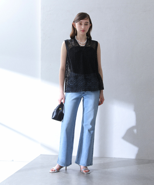 La TOTALITE(ラトータリテ)の「【洗える】レーススキッパーシャツ(シャツ/ブラウス・レディース・ブラック/ホワイト・FREE)」の3枚目の写真