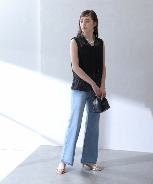 La TOTALITE(ラトータリテ)の「【洗える】レーススキッパーシャツ(シャツ/ブラウス・レディース・ブラック/ホワイト・FREE)」の4枚目の写真