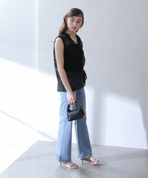 La TOTALITE(ラトータリテ)の「【洗える】レーススキッパーシャツ(シャツ/ブラウス・レディース・ブラック/ホワイト・FREE)」の5枚目の写真