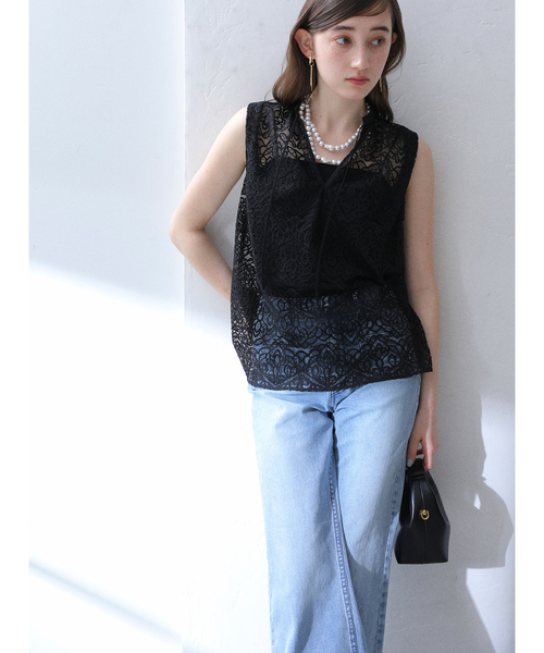 La TOTALITE(ラトータリテ)の「【洗える】レーススキッパーシャツ(シャツ/ブラウス・レディース・ブラック/ホワイト・FREE)」の7枚目の写真