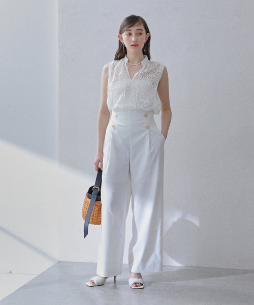 La TOTALITE(ラトータリテ)の「【洗える】レーススキッパーシャツ(シャツ/ブラウス・レディース・ブラック/ホワイト・FREE)」の9枚目の写真