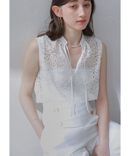 La TOTALITE(ラトータリテ)の「【洗える】レーススキッパーシャツ(シャツ/ブラウス・レディース・ブラック/ホワイト・FREE)」の12枚目の写真