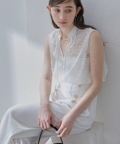 La TOTALITE(ラトータリテ)の「【洗える】レーススキッパーシャツ(シャツ/ブラウス・レディース・ブラック/ホワイト・FREE)」の13枚目の写真