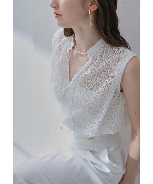 La TOTALITE(ラトータリテ)の「【洗える】レーススキッパーシャツ(シャツ/ブラウス・レディース・ブラック/ホワイト・FREE)」の14枚目の写真