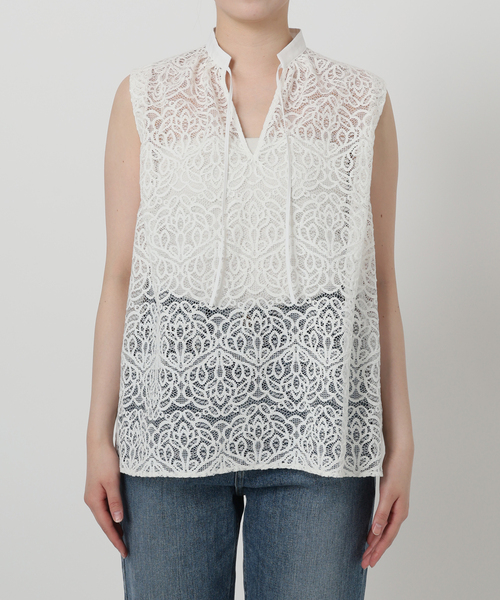 La TOTALITE(ラトータリテ)の「【洗える】レーススキッパーシャツ(シャツ/ブラウス・レディース・ブラック/ホワイト・FREE)」の15枚目の写真