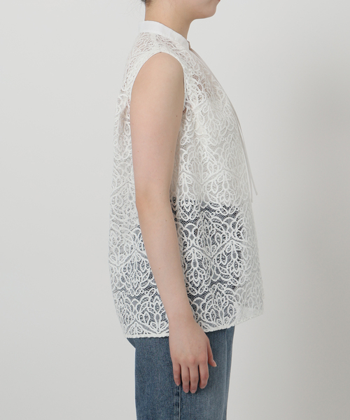 La TOTALITE(ラトータリテ)の「【洗える】レーススキッパーシャツ(シャツ/ブラウス・レディース・ブラック/ホワイト・FREE)」の18枚目の写真