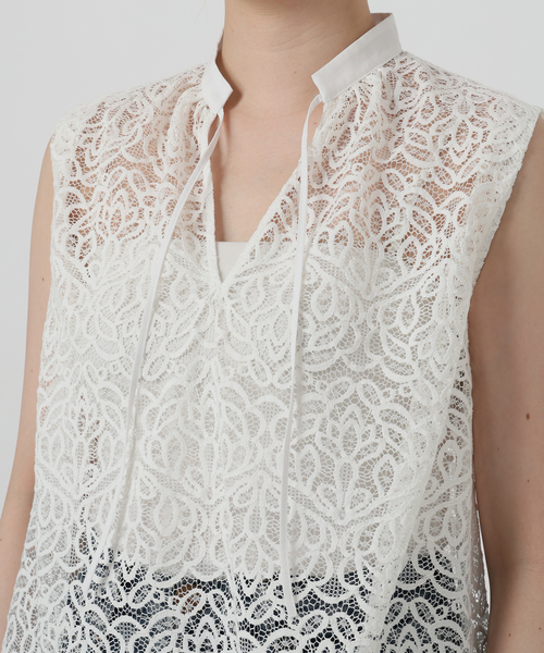 La TOTALITE(ラトータリテ)の「【洗える】レーススキッパーシャツ(シャツ/ブラウス・レディース・ブラック/ホワイト・FREE)」の19枚目の写真