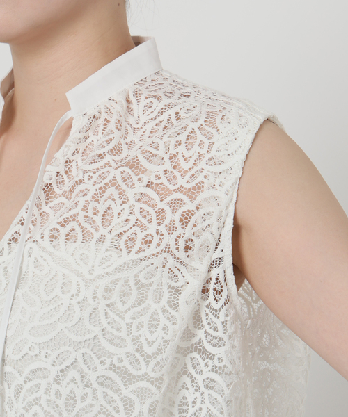 La TOTALITE(ラトータリテ)の「【洗える】レーススキッパーシャツ(シャツ/ブラウス・レディース・ブラック/ホワイト・FREE)」の20枚目の写真