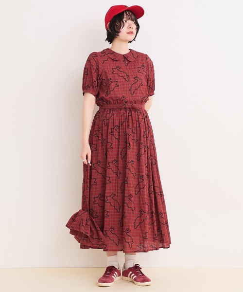 I am I in fact...（アイアムアイインファクト）の「run rabbit ギャザーバッグ（ショルダーバッグ・レディース・グリーン/レッド・FREE）」の6枚目の写真