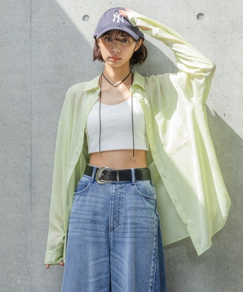 PAGEBOY(ページボーイ)の「ソフトラメシアールーズシャツ(シャツ/ブラウス・レディース・オフホワイト/ブラック/グリーン系その他/ブルー系その他/ローズ系・FREE)」の1枚目の写真