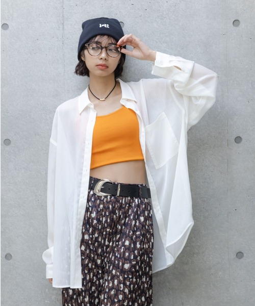 PAGEBOY(ページボーイ)の「ソフトラメシアールーズシャツ(シャツ/ブラウス・レディース・オフホワイト/ブラック/グリーン系その他/ブルー系その他/ローズ系・FREE)」の7枚目の写真