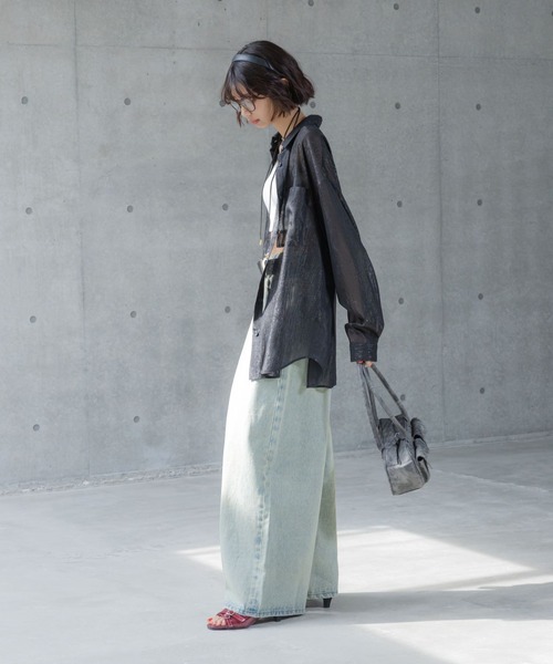 PAGEBOY(ページボーイ)の「ソフトラメシアールーズシャツ(シャツ/ブラウス・レディース・オフホワイト/ブラック/グリーン系その他/ブルー系その他/ローズ系・FREE)」の19枚目の写真