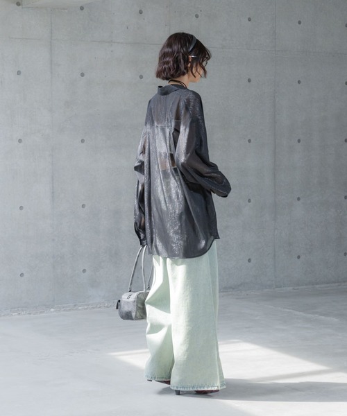 PAGEBOY(ページボーイ)の「ソフトラメシアールーズシャツ(シャツ/ブラウス・レディース・オフホワイト/ブラック/グリーン系その他/ブルー系その他/ローズ系・FREE)」の18枚目の写真