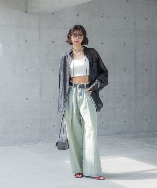 PAGEBOY(ページボーイ)の「ソフトラメシアールーズシャツ(シャツ/ブラウス・レディース・オフホワイト/ブラック/グリーン系その他/ブルー系その他/ローズ系・FREE)」の16枚目の写真