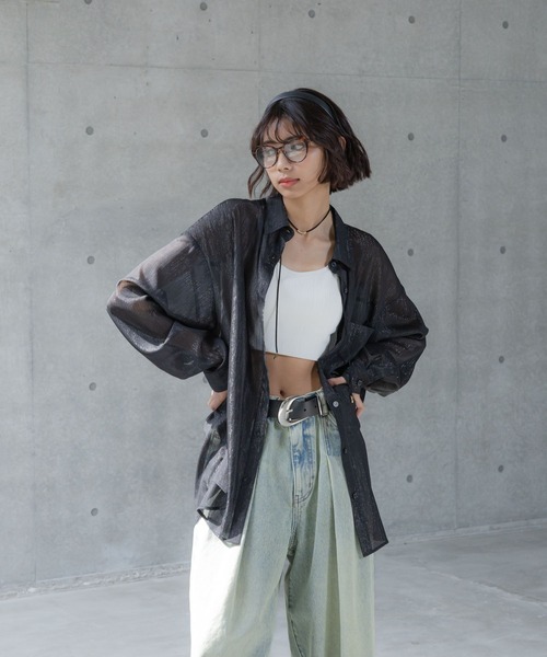 PAGEBOY(ページボーイ)の「ソフトラメシアールーズシャツ(シャツ/ブラウス・レディース・オフホワイト/ブラック/グリーン系その他/ブルー系その他/ローズ系・FREE)」の15枚目の写真