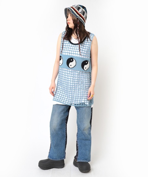 RNA（アールエヌエー）の「K2718 ＹＩＮ　ＹＡＮＧメッシュタンク（タンクトップ・レディース・ブルー/ベージュ/ブラック・MEDIUM）」の14枚目の写真