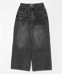 UP START | 【 MEMECLE / メメクル 】ポイントビジュー ラインストーン デニムパンツ(デニムパンツ)