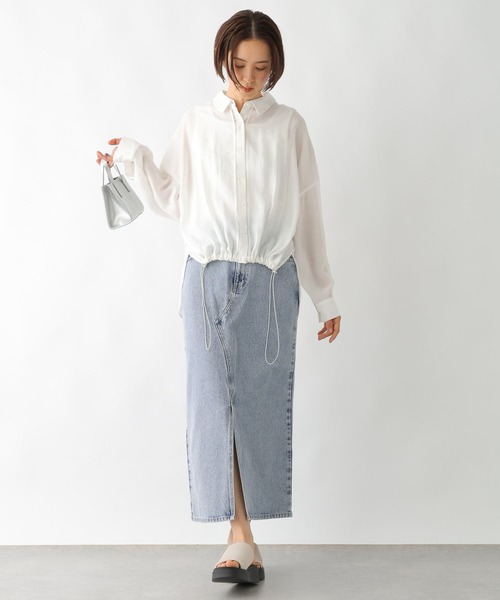 LEPSIM　トロミシャツ セール】袖シャーリングシャツ 104111（シャツ/ブラウス