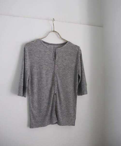 select MOCA(セレクトモカ)の「シアーテレコボタンアップトップス(Tシャツ/カットソー・レディース・ブラック/オフホワイト/グレー/グレイッシュブルー・FREE)」の15枚目の写真