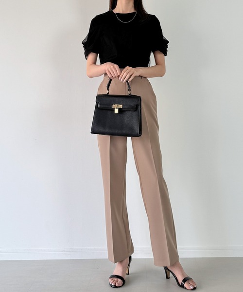 JUNOAH（ジュノア）の「チュールドレープTシャツ（Tシャツ/カットソー・レディース・チャコール/クリーム/ブラック・SMALL/MEDIUM/LARGE）」の6枚目の写真