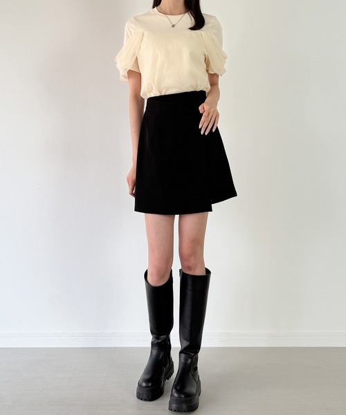 JUNOAH（ジュノア）の「チュールドレープTシャツ（Tシャツ/カットソー・レディース・チャコール/クリーム/ブラック・SMALL/MEDIUM/LARGE）」の16枚目の写真