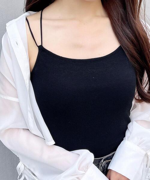 INGNI(イング)の「リブキャミソール(キャミソール・レディース・オフホワイト/ブラック・M)」の14枚目の写真