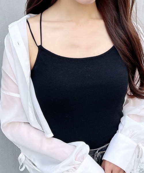 INGNI(イング)の「リブキャミソール(キャミソール・レディース・オフホワイト/ブラック・M)」の2枚目の写真