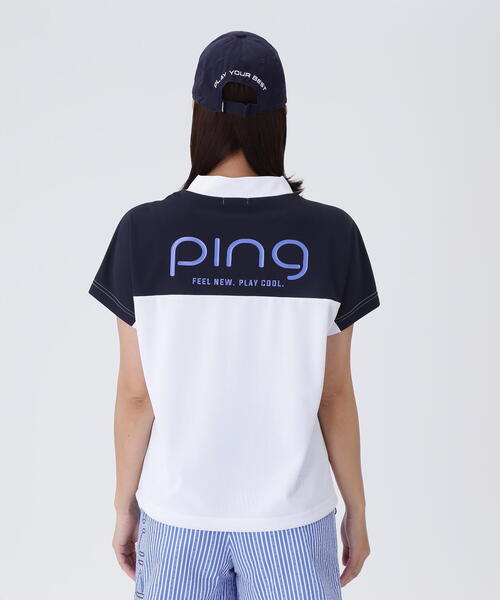 「PING APPAREL」配色半袖ハイネックシャツ 「LADIES LINE」 (LADIES) レディース PING APPAREL】10色展開 プレーティング天竺半袖ハイネック