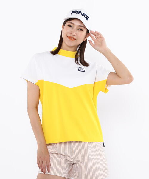 「PING APPAREL」配色半袖ハイネックシャツ 「LADIES LINE」 (LADIES) レディース PING APPAREL】配色半袖ハイネックシャツ ＜LADIES LINE