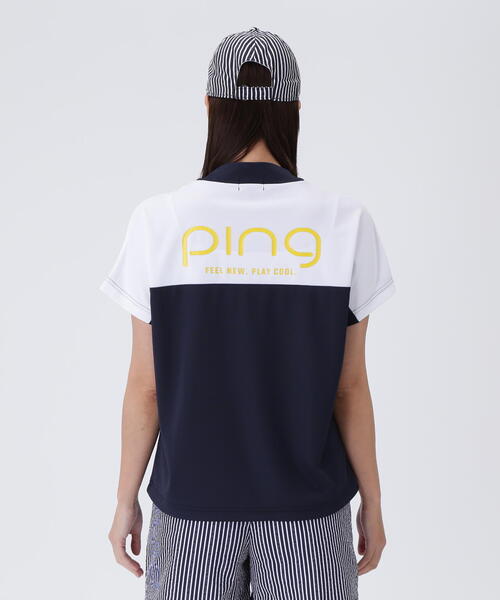 「PING APPAREL」配色半袖ハイネックシャツ 「LADIES LINE」 (LADIES) レディース PING APPAREL】配色半袖ハイネックシャツ ＜LADIES LINE