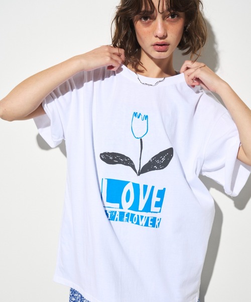 Unitage（ユニテージ）の「チューリップイラストTEE（Tシャツ/カットソー・レディース・グレー/ホワイト/ネイビー・FREE）」の2枚目の写真