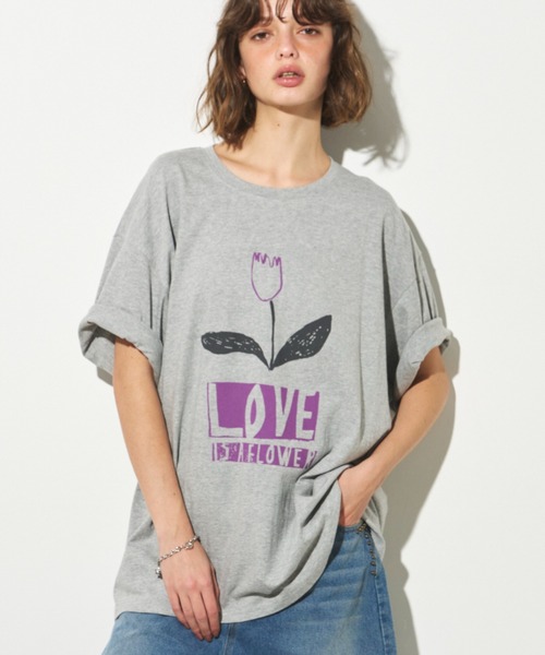 Unitage（ユニテージ）の「チューリップイラストTEE（Tシャツ/カットソー・レディース・グレー/ホワイト/ネイビー・FREE）」の6枚目の写真