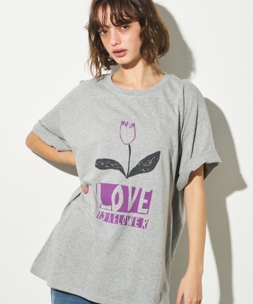 Unitage（ユニテージ）の「チューリップイラストTEE（Tシャツ/カットソー・レディース・グレー/ホワイト/ネイビー・FREE）」の8枚目の写真