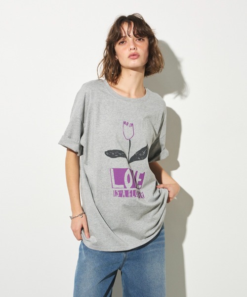 Unitage（ユニテージ）の「チューリップイラストTEE（Tシャツ/カットソー・レディース・グレー/ホワイト/ネイビー・FREE）」の9枚目の写真