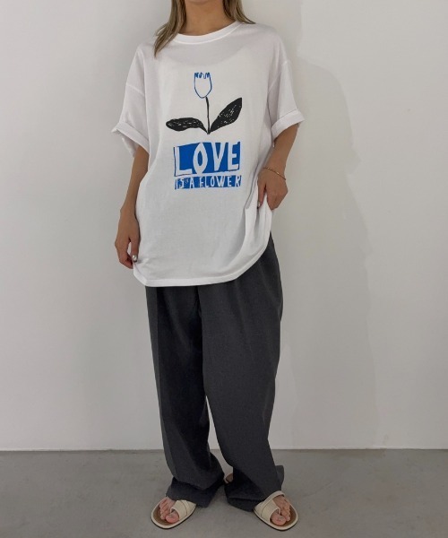 Unitage（ユニテージ）の「チューリップイラストTEE（Tシャツ/カットソー・レディース・グレー/ホワイト/ネイビー・FREE）」の14枚目の写真