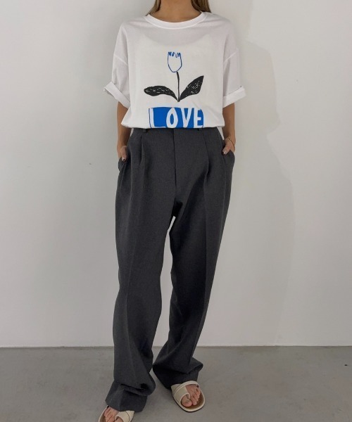 Unitage（ユニテージ）の「チューリップイラストTEE（Tシャツ/カットソー・レディース・グレー/ホワイト/ネイビー・FREE）」の15枚目の写真