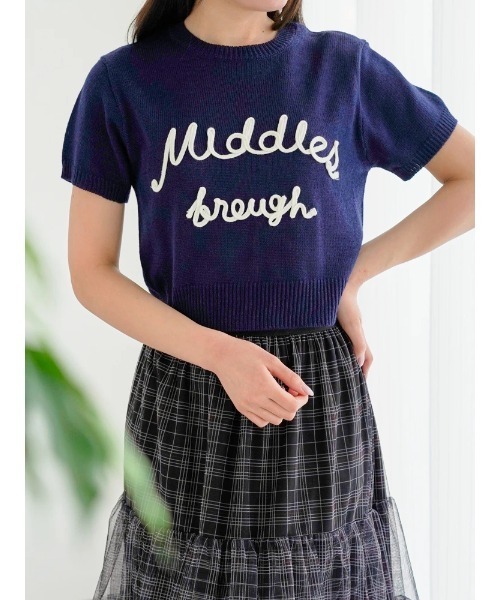 新品✨ プラージュ　テンドレ バック　ロゴ　ニット　サークルロゴ　コットン　紺 新品✨ プラージュ テンドレ バック ロゴ ニット サークルロゴ