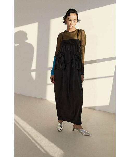 セール】GATHER POCKET SATIN OP（ワンピース）｜OMMO（オーエム