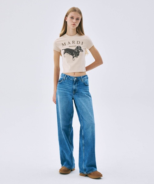 Mardi Mercredi(マルディメクルディ)の「CROPPED TSHIRT DDANJI / クロップド Tシャツ ダンジ(Tシャツ/カットソー・レディース・グレー/クリーム/ホワイト/ベージュ・FREE)」の6枚目の写真