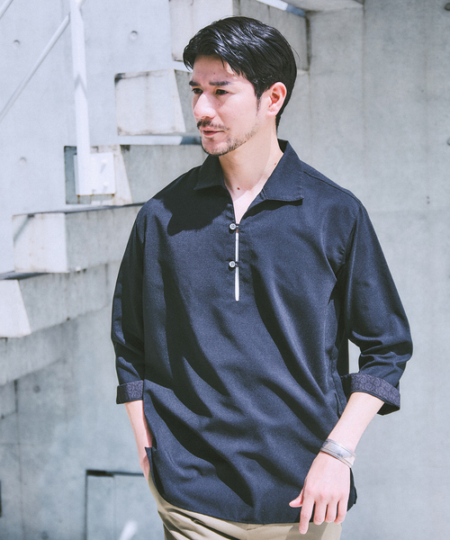 ABAHOUSE GRAY(アバハウスグレイ)の「新色追加!【リネンタッチ】カプリ7分袖シャツ(シャツ/ブラウス・メンズ・ホワイト/パープル/ブラック/サックスブルー/モカ/セージグリーン・46/48/50)」の14枚目の写真